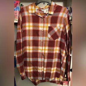 Old Navy women’s flannel Plaid tunic - Red, orange, and Blue